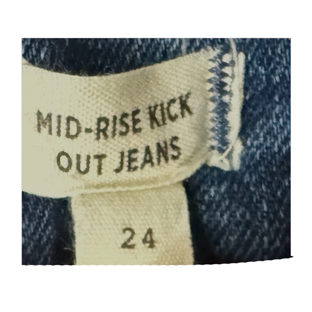 MADEWELL Mid-rise Kick Out Jeans Raw Edges Size 24 Med Blue Rinse - Picture 4 of 12